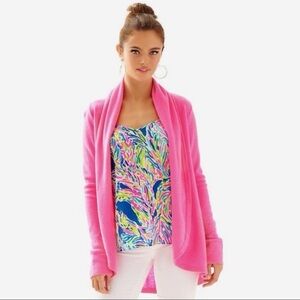Lilly Pulitzer Bryn Cashmere Cardigan Womens M Ruffle Pink